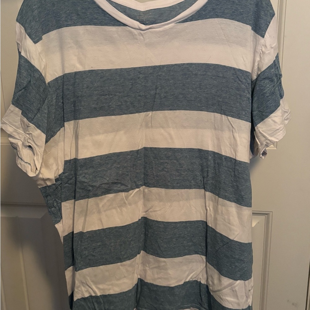 Old Navy Blue and White Striped Tee
